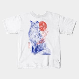 Bloomy Fox - Watercolor Pastel Music Wild Animal Aesthetic Gift Kids T-Shirt